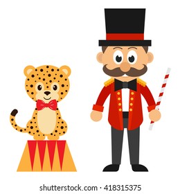 circus man and leopard