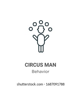 Circus man outline vector icon. Thin line black circus man icon, flat vector simple element illustration from editable behavior concept isolated stroke on white background