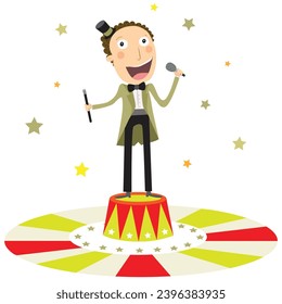 Circus man presenter. Vector illustration.