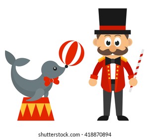 circus man and circus seal