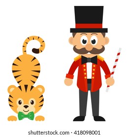 circus man and circus tiger