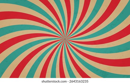 Motif de chapiteau de cirque, arrière-plan vintage carnaval, rayons de cercle rouge sur fond beige. sac en Abstrait à texture grunge pour poster, flyer, vacances d'été. Illustration vectorielle de bande de marquise, vieux sac en papier.