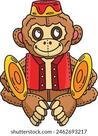 Ilustración de Clipart de color de dibujos animados de mono de circo