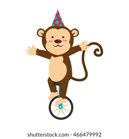 circus monkey cartoon, isolated flat icon design