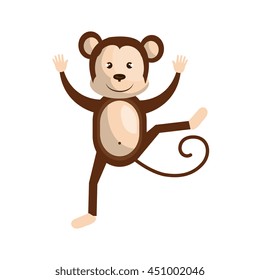 Circus monkey doing pirouettes cartoon design, vector illustration graphic.