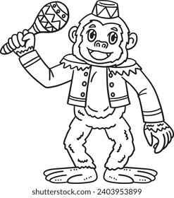 Circus Monkey with Maracas Isolated Coloring Page