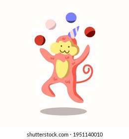 circus monkey performance, doodle monkey hand drawn.