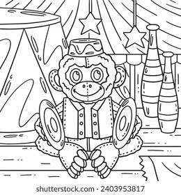 Circus Monkey Toy Coloring Page for Kids