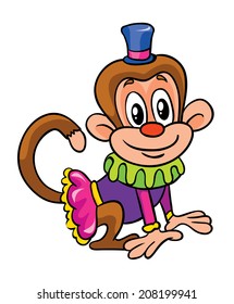 circus monkey, vector illustration on white background