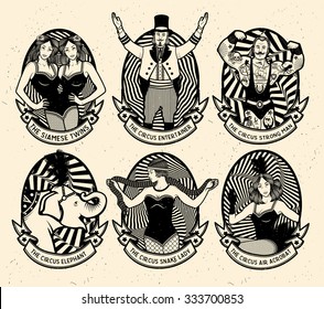 Circus. Monochrome icons collection.