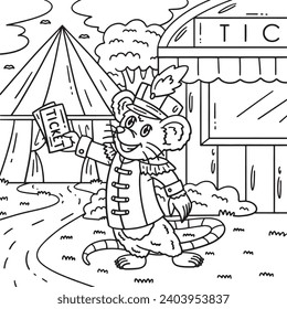 Circus Mouse Selling Ticket Coloring Page for Kids