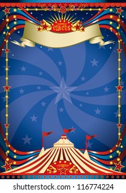 Circus night poster. A blue circus background for a poster