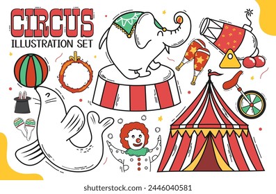 Conjunto de Vector de ilustración de objeto de circo