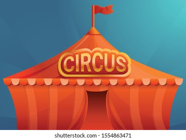 Circus on blue background concept banner. Cartoon illustration of circus on blue background vector concept banner for web design