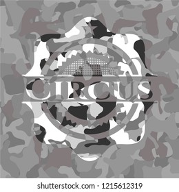 Circus on grey camouflaged texture