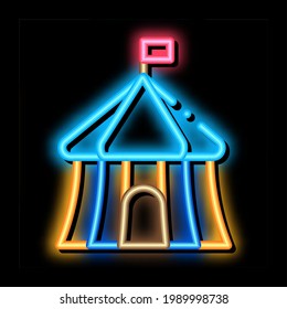 circus outside view neon light sign vector. Glowing bright icon circus outside view sign. transparent symbol illustration