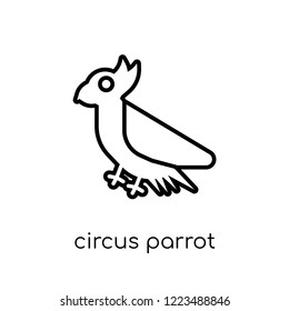 circus parrot icon. Trendy modern flat linear vector circus parrot icon on white background from thin line Circus collection, outline vector illustration