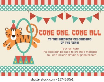 circus party card design. vector illustration