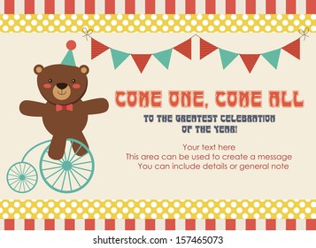 circus party card design. vector illustration