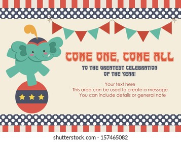 circus party card design. vector illustration