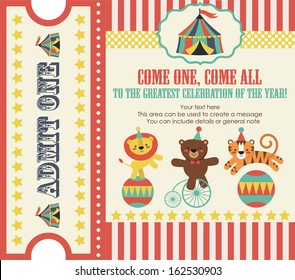 Circus Party Card Design. Vector Illustration