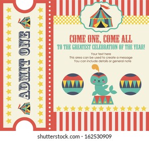 circus party card design. vector illustration