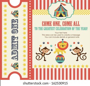 circus party card design. vector illustration