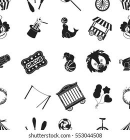 Circus pattern icons in black style. Big collection of circus vector symbol stock illustration