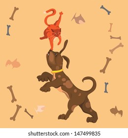 circus performance dog and cat