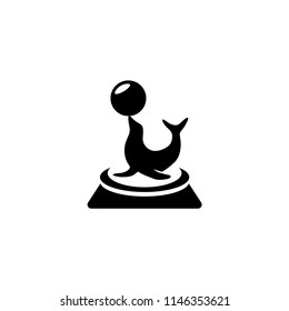 Circus Performance Fur Seal. Flat Vector Icon illustration. Simple black symbol on white background. Circus Performance Fur Seal sign design template for web and mobile UI element