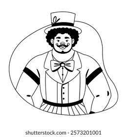 Circus performer illustration in a glyph style 
