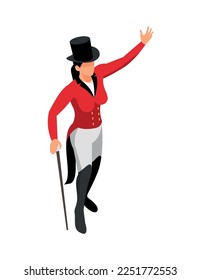 Circus performer profession isometric icons composition with isolated human character of talent at work vector illustration