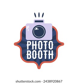 Circus Photo Booth Label Or Sticker With Image Of Photo Camera. Vibrant And Eye-catching Design For The Photo Area