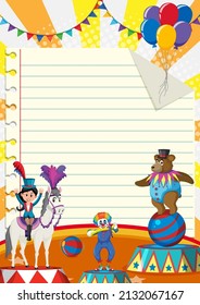 Circus poster background with cartoon character illustration