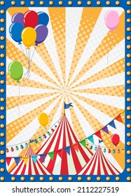 Circus poster background with circus dome tent illustration
