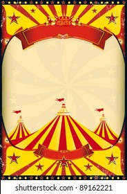 circus poster big top. A grunge vintage poster with a circus tent for your advertising