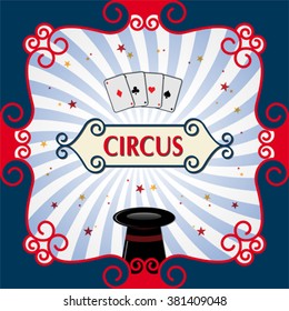 Circus poster with black magic cylinder hat. Eps 10