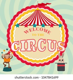 Circus poster. Invitation to the circus. Vector illustration.