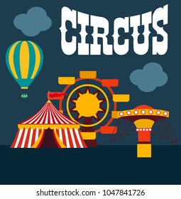 Circus poster. Invitation to the circus. Vector illustration.