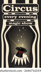 The circus poster invites you to a mysterious magical performance every evening