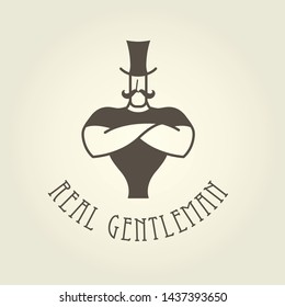 Circus poster - strongman with arms crossed on chest, retro style gentleman or circus actor