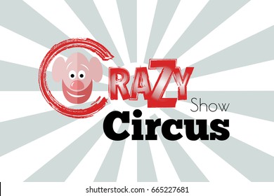 Circus poster. With text and clown.