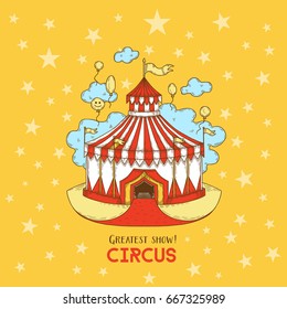 circus poster,amazing show, Circus tent vector illustration.