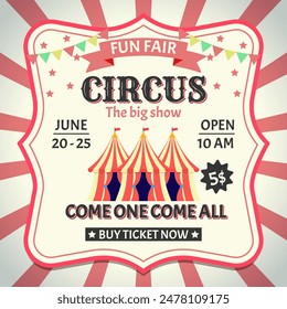 Circus posters. Retro circus big show invitation vector template design