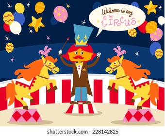 Circus Presentation WELCOME TO MY CIRCUS banner vector illustration.