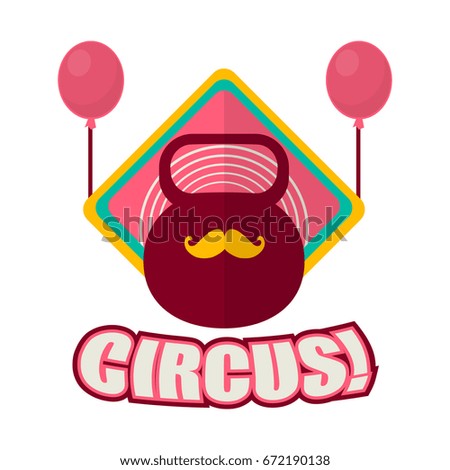 Circus promotional logotype with weight and balloons ilustration