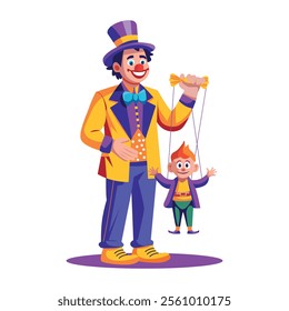 Circus puppet performance illustration in flat style 

