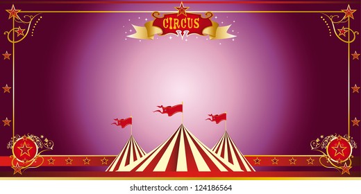Circus purple invitation. An invitation card for your circus company.