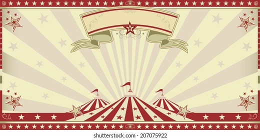 circus red invitation. Circus invitation with sunbeams. A retro invitation card for your circus company.