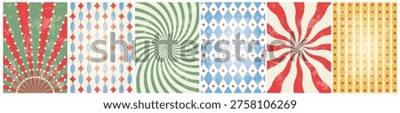 circus retro background set. vintage carnival template for poster with sunburst, swirl, stars and rhomb